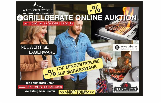 GRILLGERÄTE ONLINE AUKTION ***NAPOLEON ***VIELE MODELLVARIANTEN | v. 15.05. bis 13.06.2025 | 13:00 Uhr